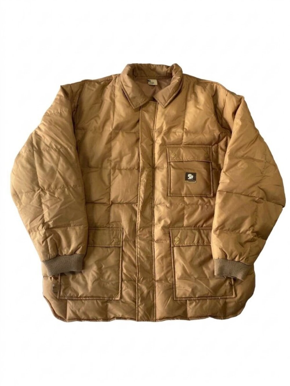 Vintage State Property Rocawear Down Quilted Puffer Chore Jacket Tan 2XL Y2K